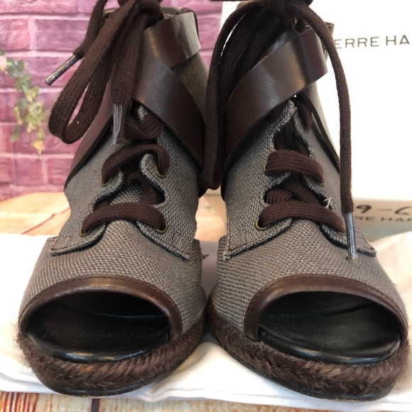 Pierre Hardy Canvas Leather Wedge Sandals 36 - Picture 3 of 8